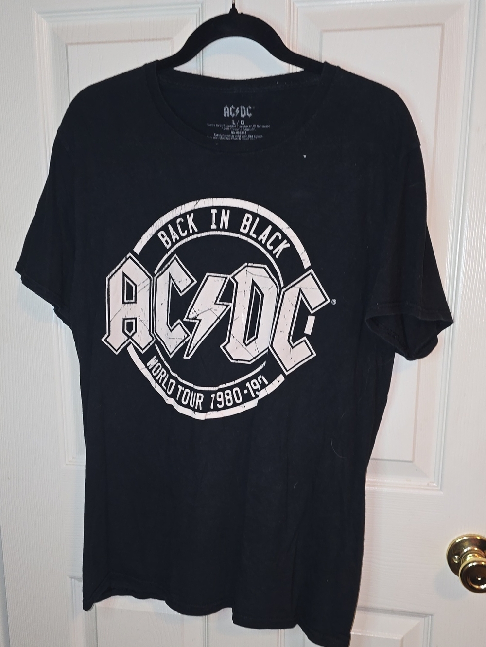 AC/DC Black Tee with White Back In Black Logo‎
